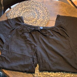 Divided Black Wide Leg Linen Blend Pants